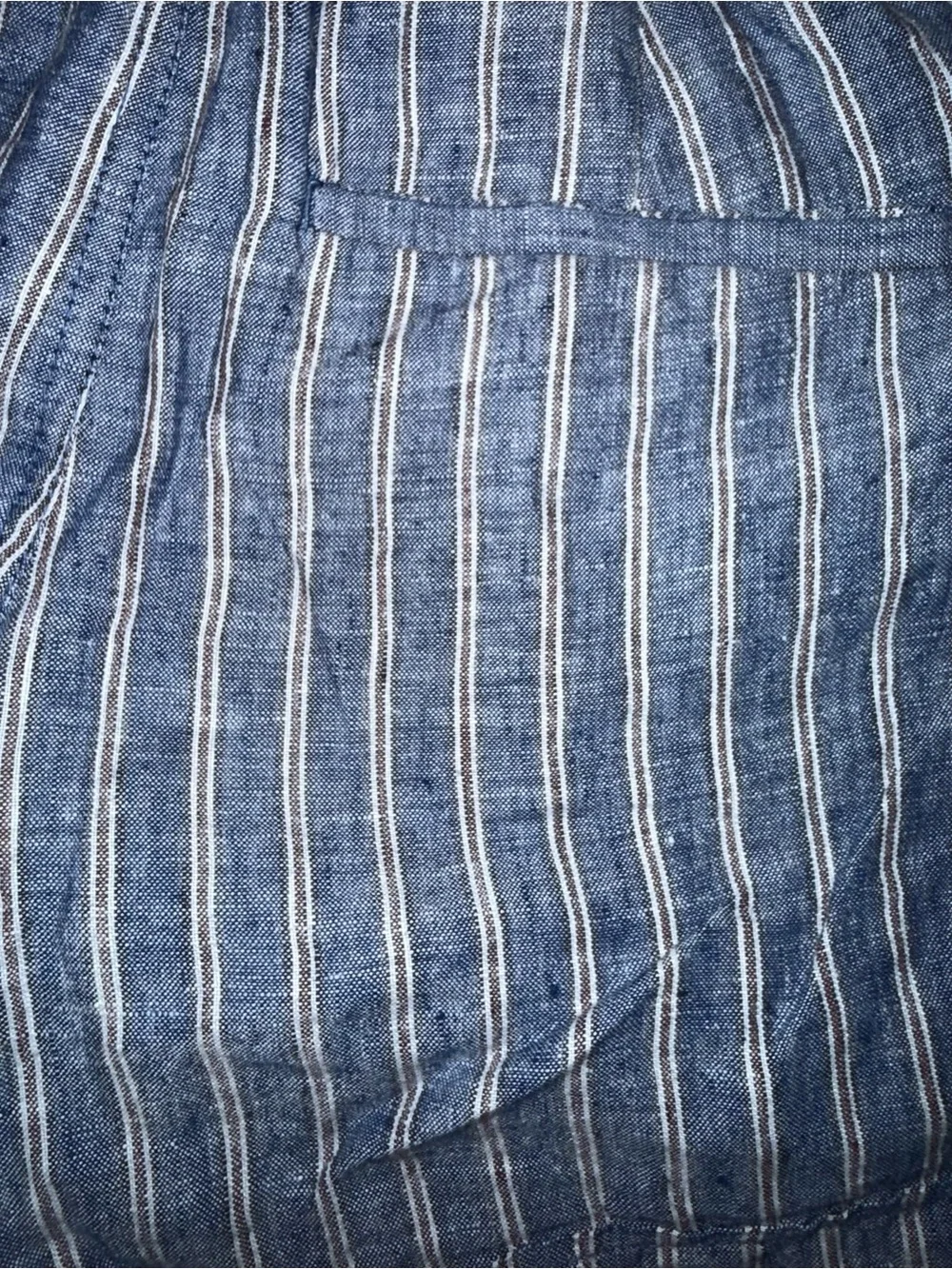 Athleta Linen Striped Pull-On Shorts Blue White Women’s Size 4 Pockets - Picture 9 of 9